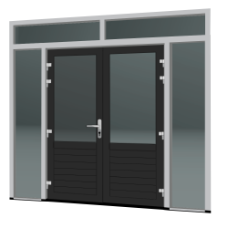 DUBBELE BUITENDEUREN MET PANEEL ZIJLICHTEN BOVENLICHT DUBBELE BUITENDEUREN MET PANEEL ZIJLICHTEN BOVENLICHT