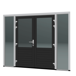 DUBBELE BUITENDEUREN MET BORSTWERING EN ZIJLICHTEN DUBBELE BUITENDEUREN MET BORSTWERING EN ZIJLICHTEN